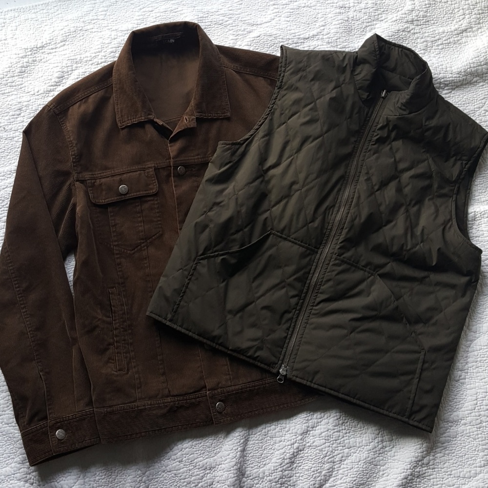 J. Crew Mens Corduroy Jacket with Vest (Demin Jean